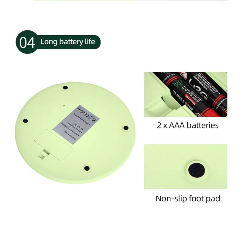 Kitchen Scale 5kg Weight Grams Digital Balance Precision Accurate Green Electronic LCD Food Baking Portable Scale