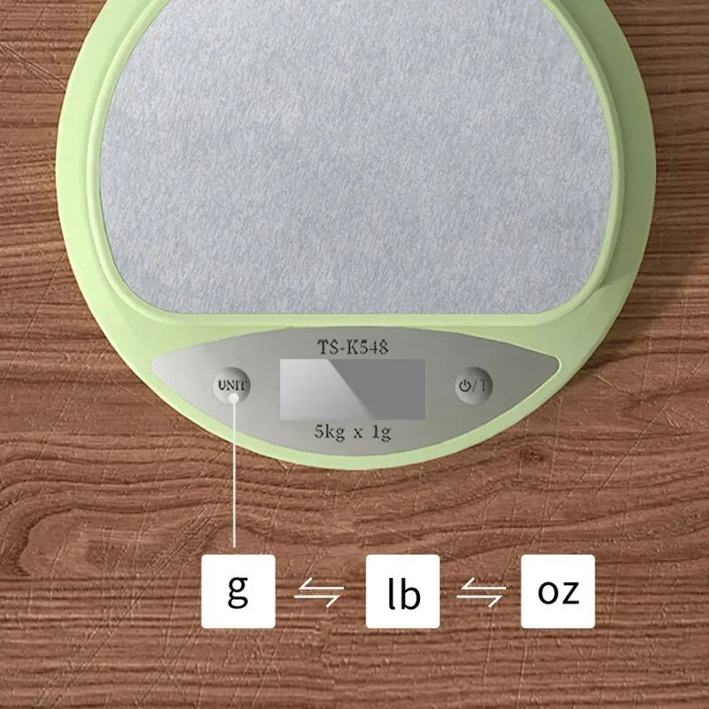 Kitchen Scale 5kg Weight Grams Digital Balance Precision Accurate Green Electronic LCD Food Baking Portable Scale