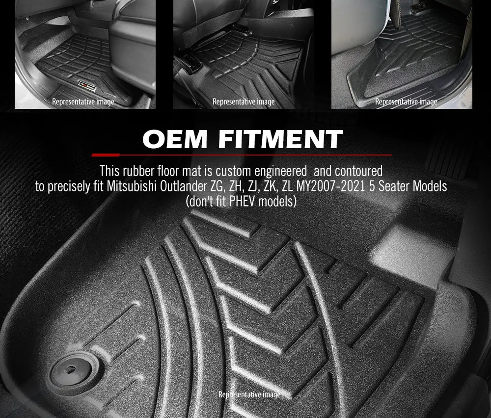 KIWI MASTER 3D Car Floor Mats Fit Mitsubishi Outlander ZG/ZH/ZJ/ZK/ZL MY 2007-2021
