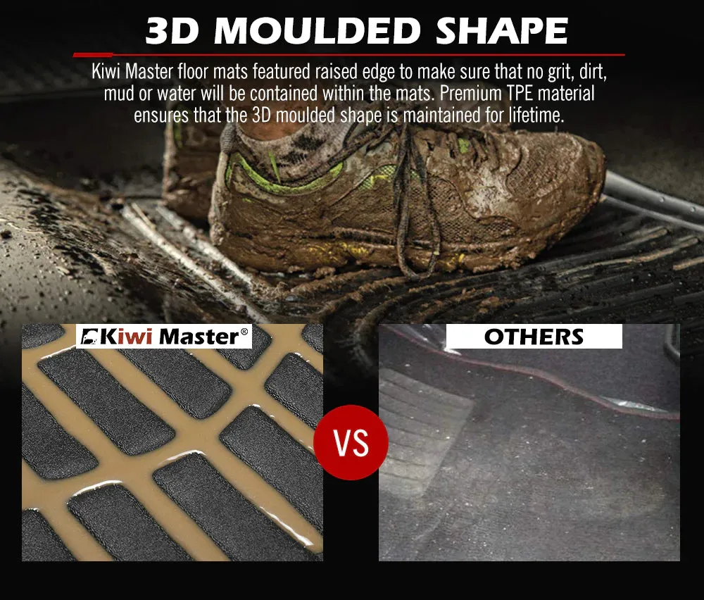 KIWI MASTER 3D Car Floor Mats Fit Toyota Land Cruiser 200 Series VX Sahara MY 2013-2021