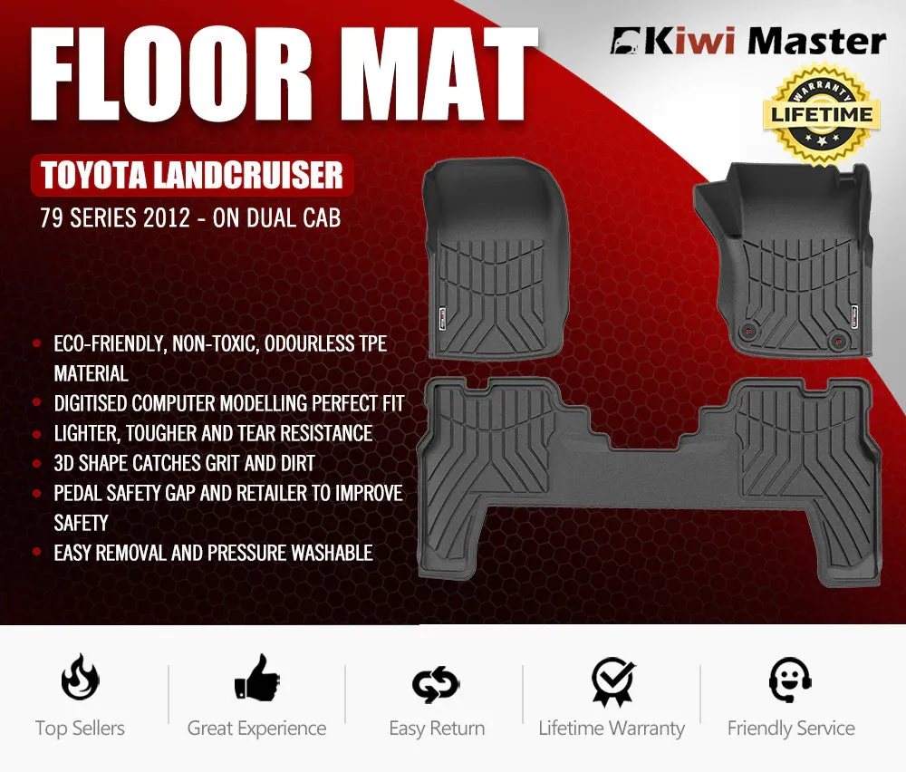 KIWI MASTER 3D Car Floor Mats Fit Toyota Landcruiser 79 Series 2012-ON GXL