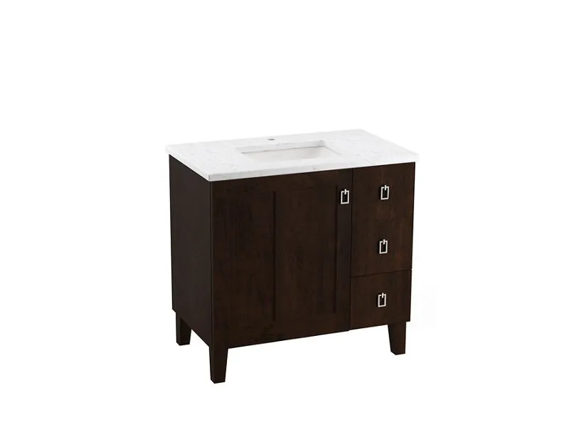 KOHLER K-CM99533-BD1 Poplin 36" bathroom vanity cabinet with sink and quartz top