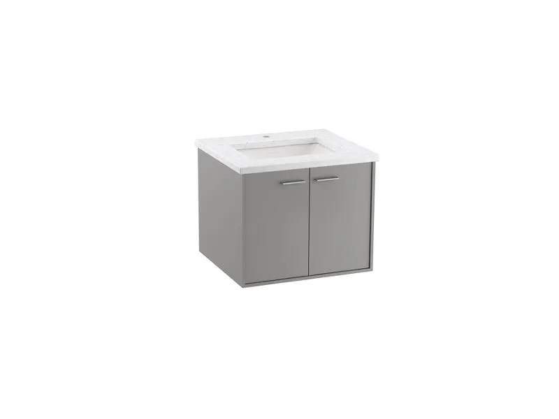KOHLER K-CM99539-BD1 Jute 24" wall-hung bathroom vanity cabinet with sink and quartz top