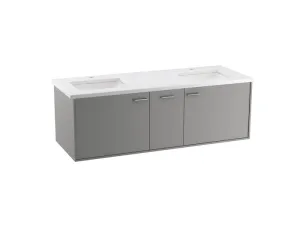 KOHLER K-CM99548-BD1 Jute 60" wall-hung bathroom vanity cabinet with sinks and quartz top