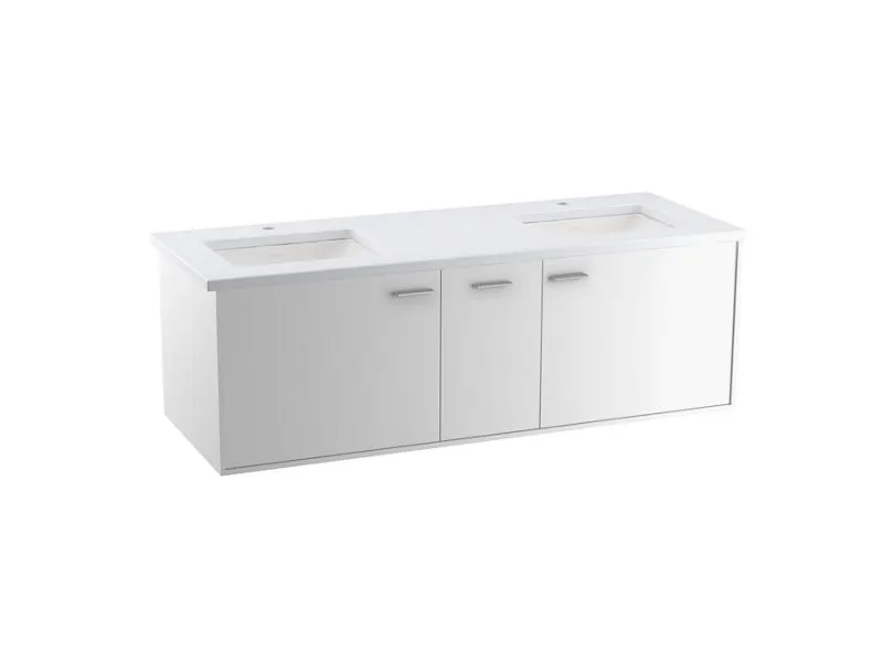 KOHLER K-CM99548-BD1 Jute 60" wall-hung bathroom vanity cabinet with sinks and quartz top