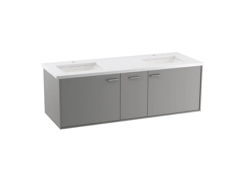 KOHLER K-CM99548-BD1 Jute 60" wall-hung bathroom vanity cabinet with sinks and quartz top