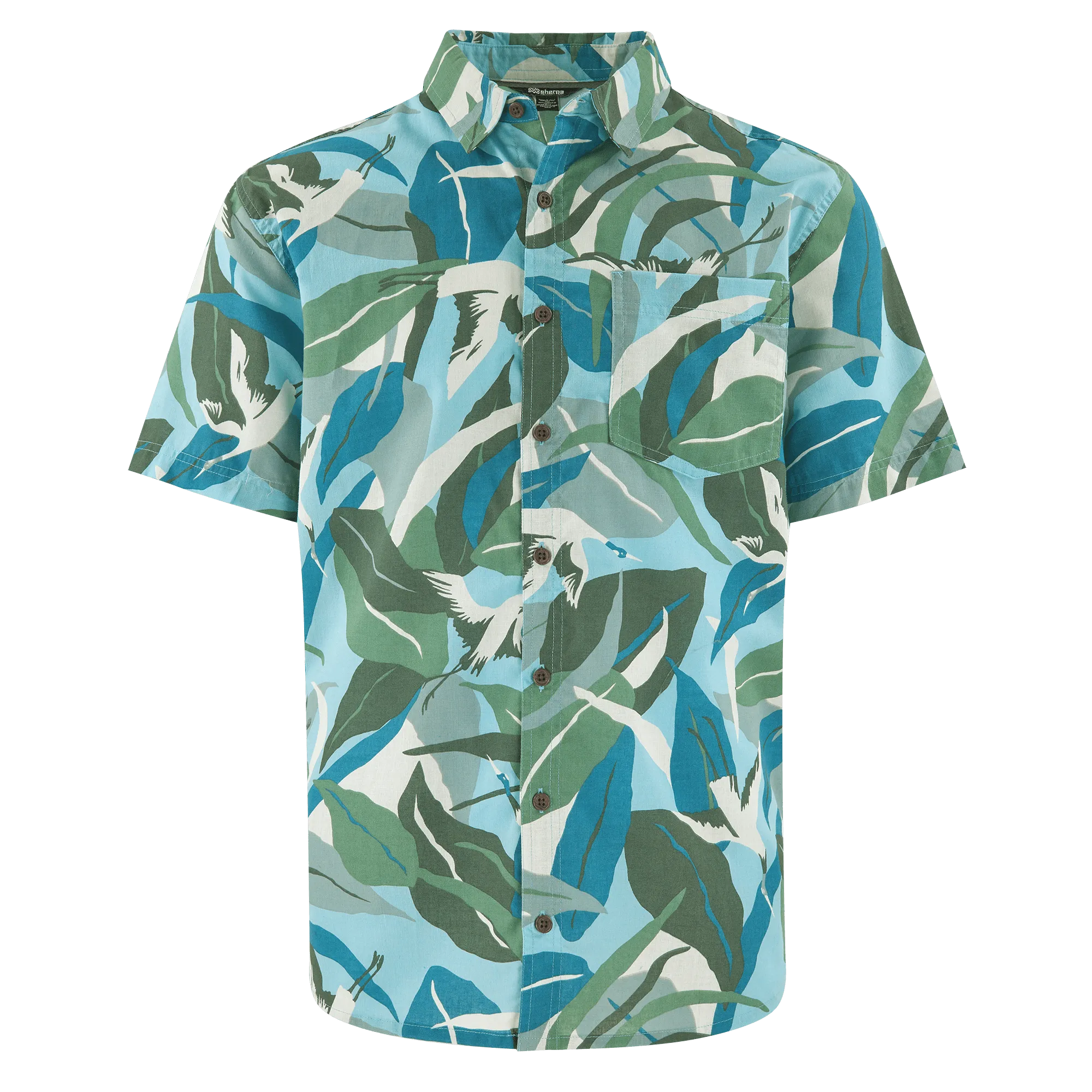 Kongde Short Sleeve Shirt - Arctic Blue Sarus Crane