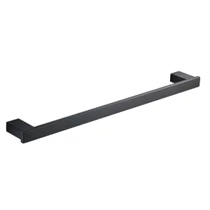 KOOLIFT Single Towel Bar Rack Bathroom Towel Hanger Shower Rail Hand Towel Holder Heavy Duty Kitchen Space Saving Shelf Hanging Rod Storage Stainless Steel Matte Black Wall Mount