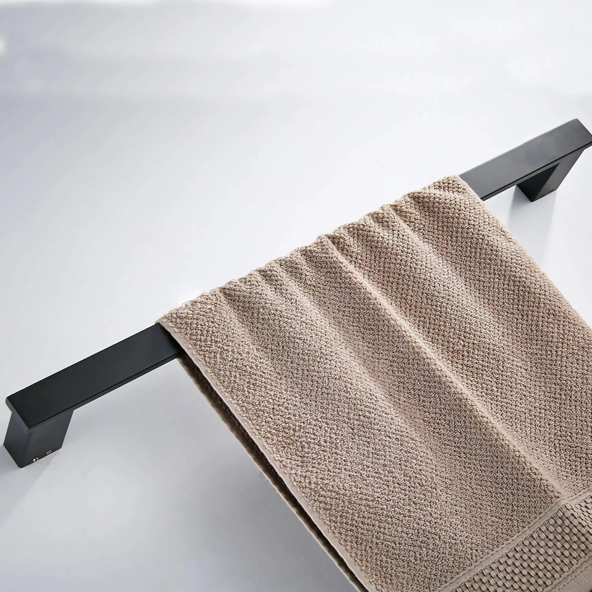 KOOLIFT Single Towel Bar Rack Bathroom Towel Hanger Shower Rail Hand Towel Holder Heavy Duty Kitchen Space Saving Shelf Hanging Rod Storage Stainless Steel Matte Black Wall Mount