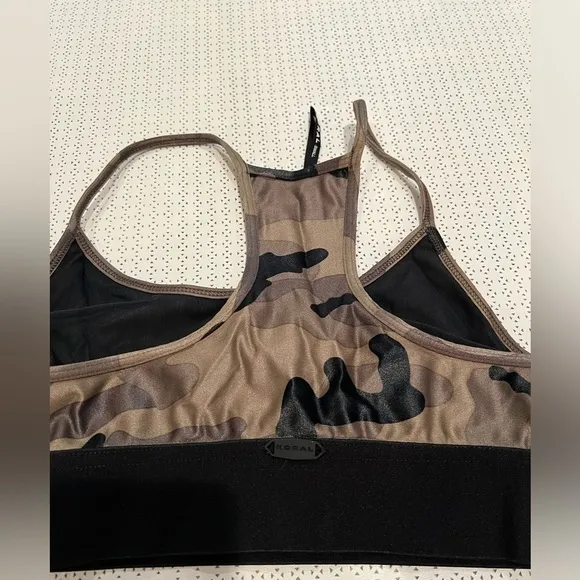 Koral Olive Green Brown Camo Sweeper Infinity Sports Bra A234506 NWOT size S