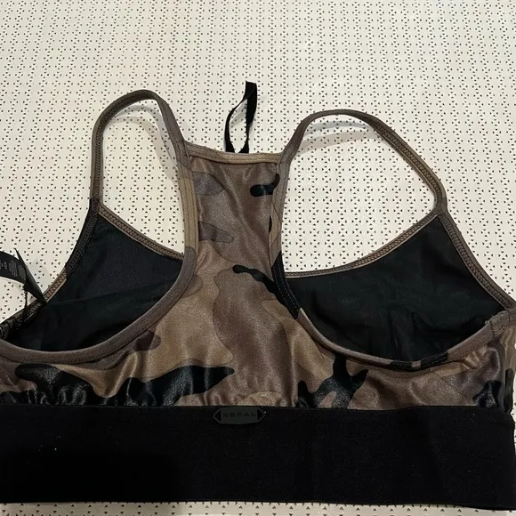 Koral Olive Green Brown Camo Sweeper Infinity Sports Bra A234506 NWOT