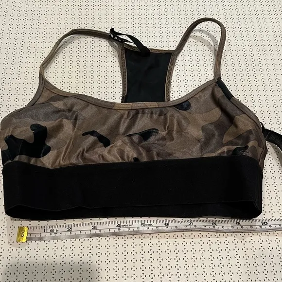 Koral Olive Green Brown Camo Sweeper Infinity Sports Bra A234506 NWOT