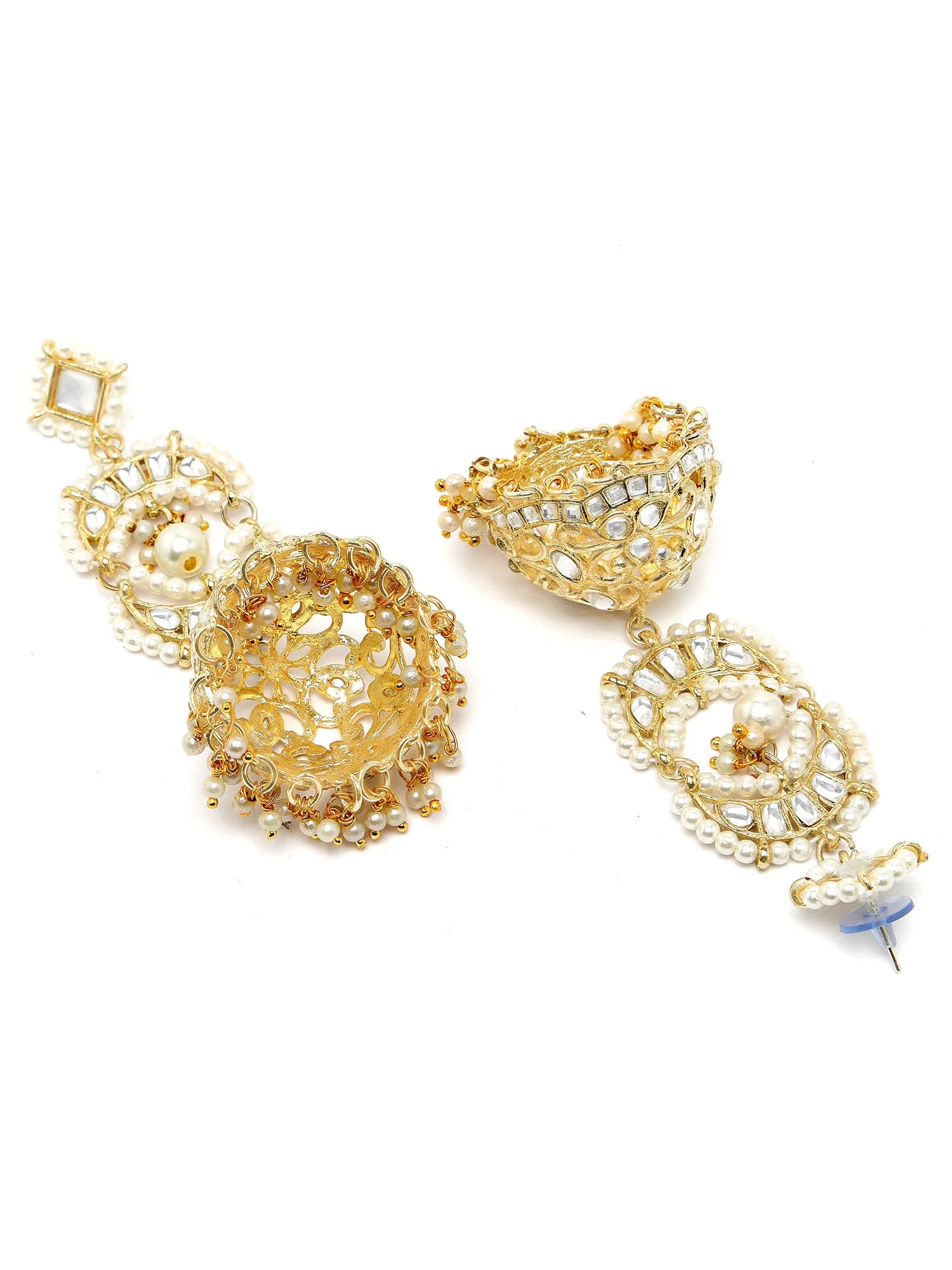 Kraratcart Gold Plated Kundan Jhumki Drop Earrings for Women