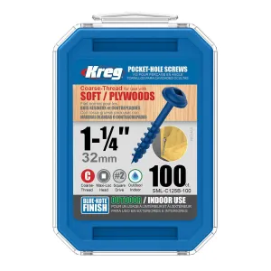 KREG® Blue-Kote™ Pocket-Hole Screws - 32mm/1.25", #8 Coarse-Thread, Maxi-Loc™,