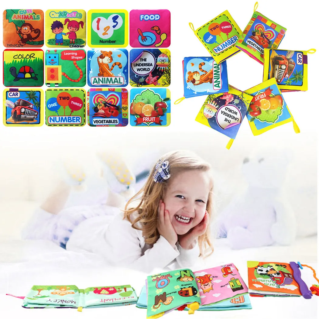 KULIYOLI Three-dimensional Baby Early Education Toy English Palm Cognition Cloth Book