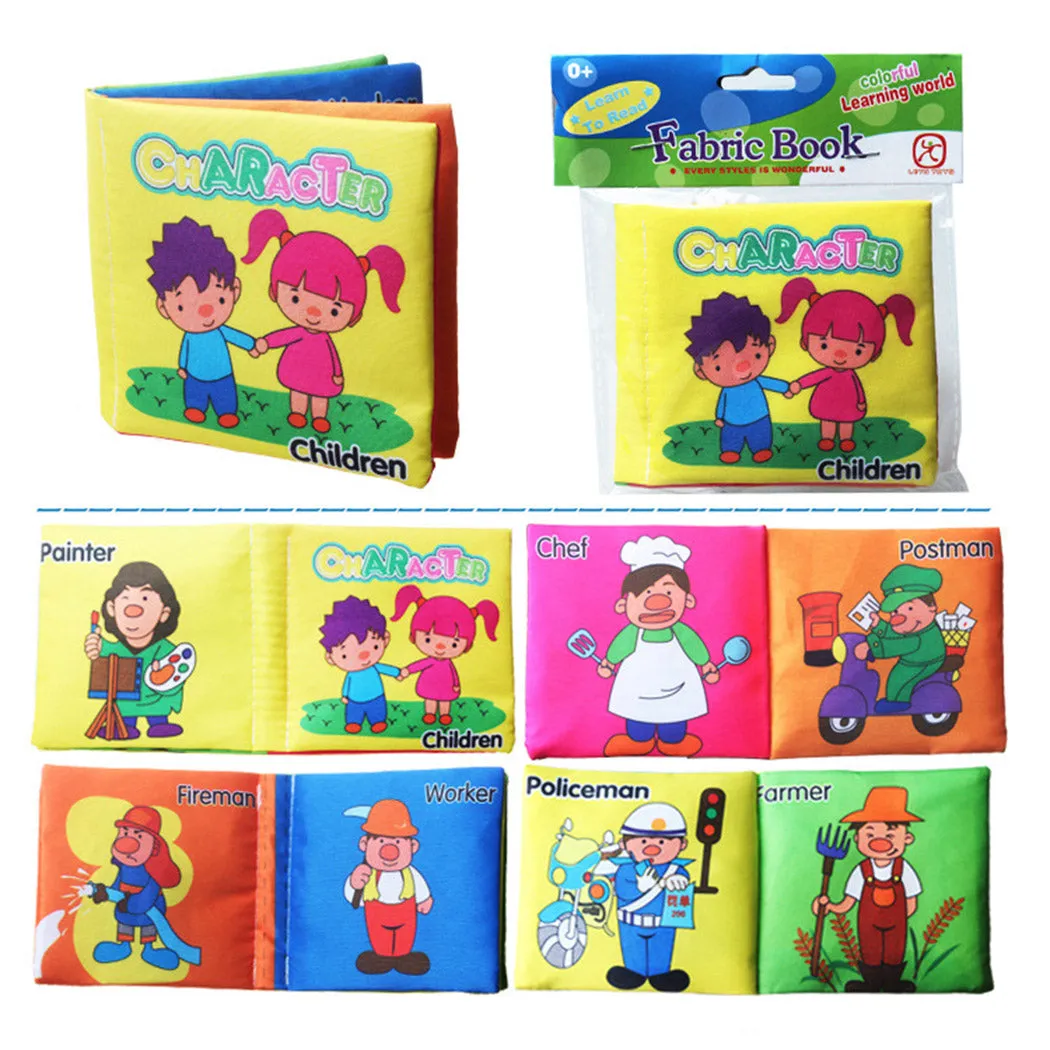 KULIYOLI Three-dimensional Baby Early Education Toy English Palm Cognition Cloth Book