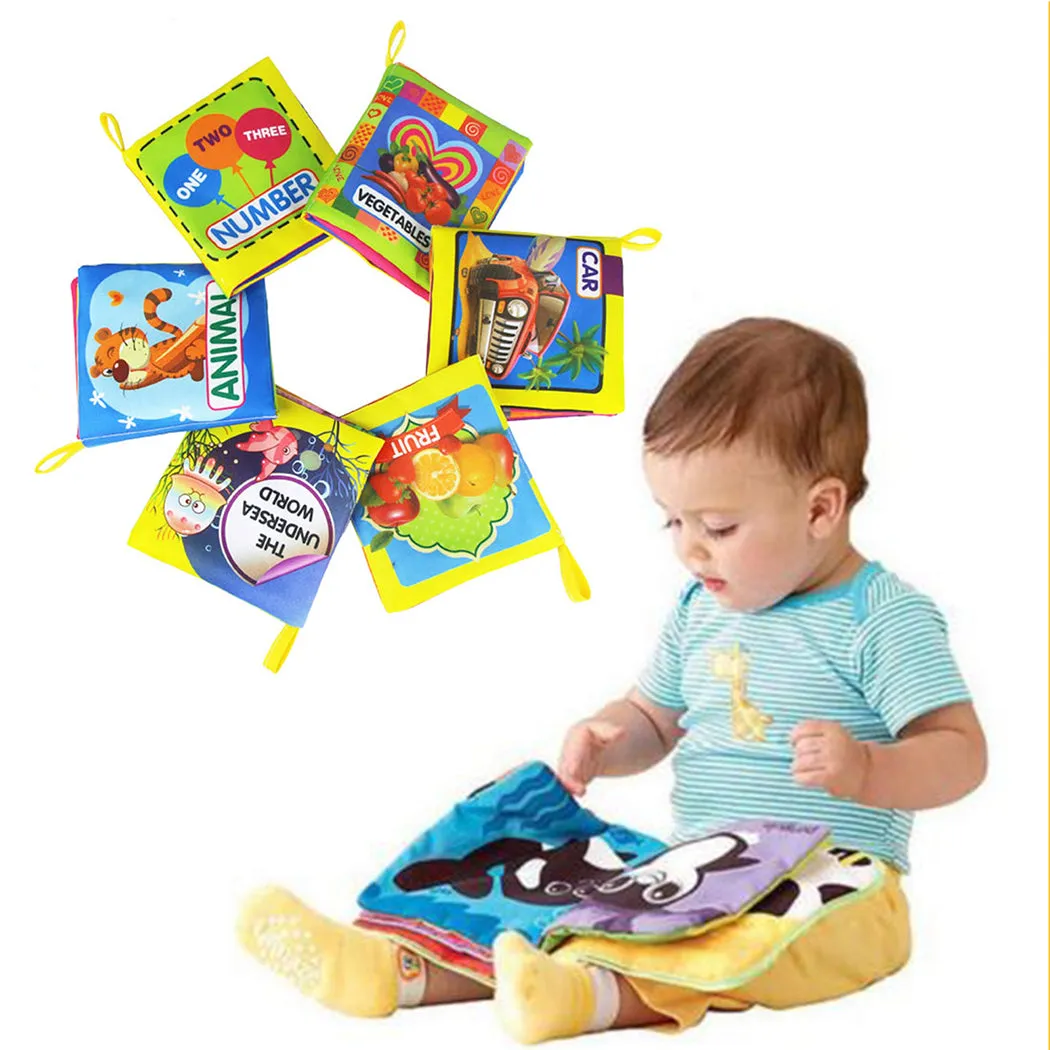 KULIYOLI Three-dimensional Baby Early Education Toy English Palm Cognition Cloth Book