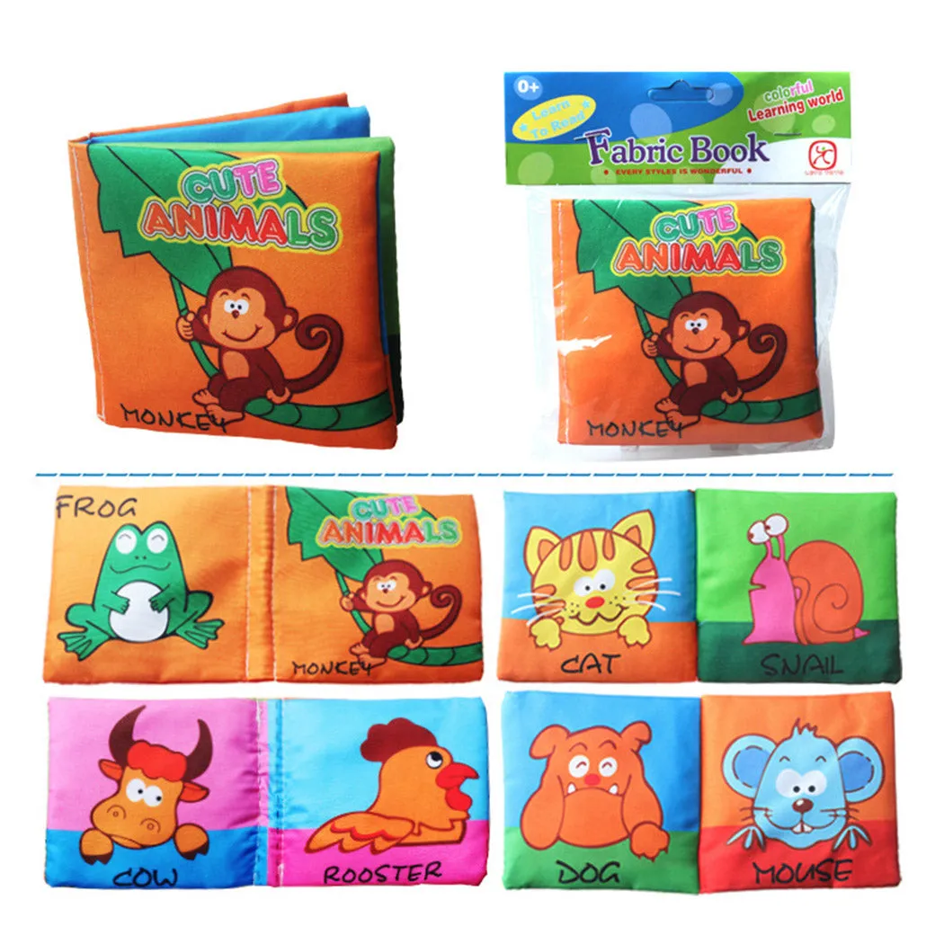 KULIYOLI Three-dimensional Baby Early Education Toy English Palm Cognition Cloth Book