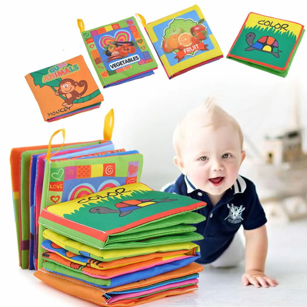 KULIYOLI Three-dimensional Baby Early Education Toy English Palm Cognition Cloth Book