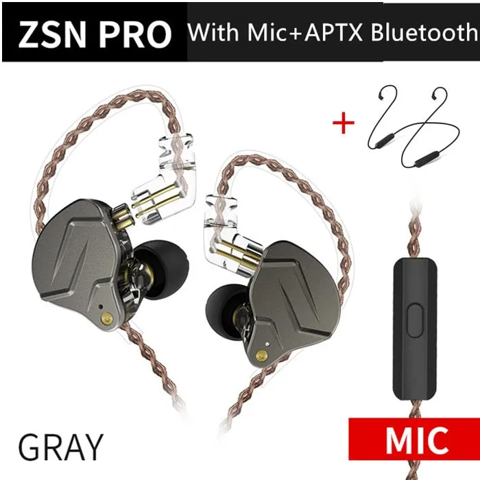 KZ ZSN Pro In Ear Earphones Hybrid technology 1BA 1DD HIFI Bass Metal Earbuds Sport Noise Cancelling Headset Monitor