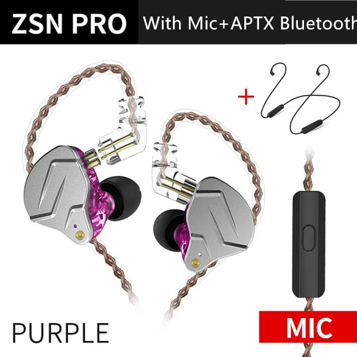 KZ ZSN Pro In Ear Earphones Hybrid technology 1BA 1DD HIFI Bass Metal Earbuds Sport Noise Cancelling Headset Monitor