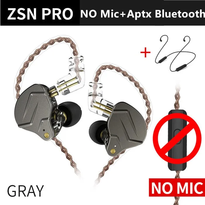 KZ ZSN Pro In Ear Earphones Hybrid technology 1BA 1DD HIFI Bass Metal Earbuds Sport Noise Cancelling Headset Monitor