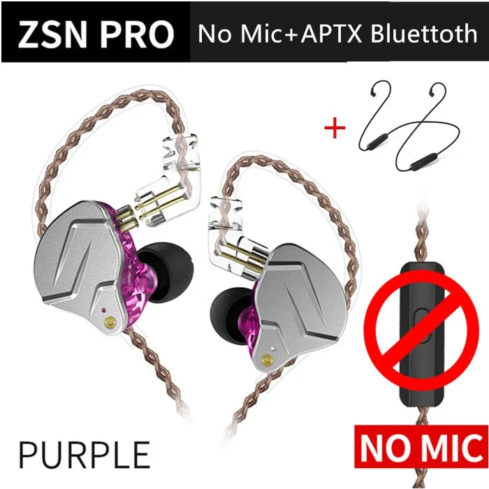 KZ ZSN Pro In Ear Earphones Hybrid technology 1BA 1DD HIFI Bass Metal Earbuds Sport Noise Cancelling Headset Monitor
