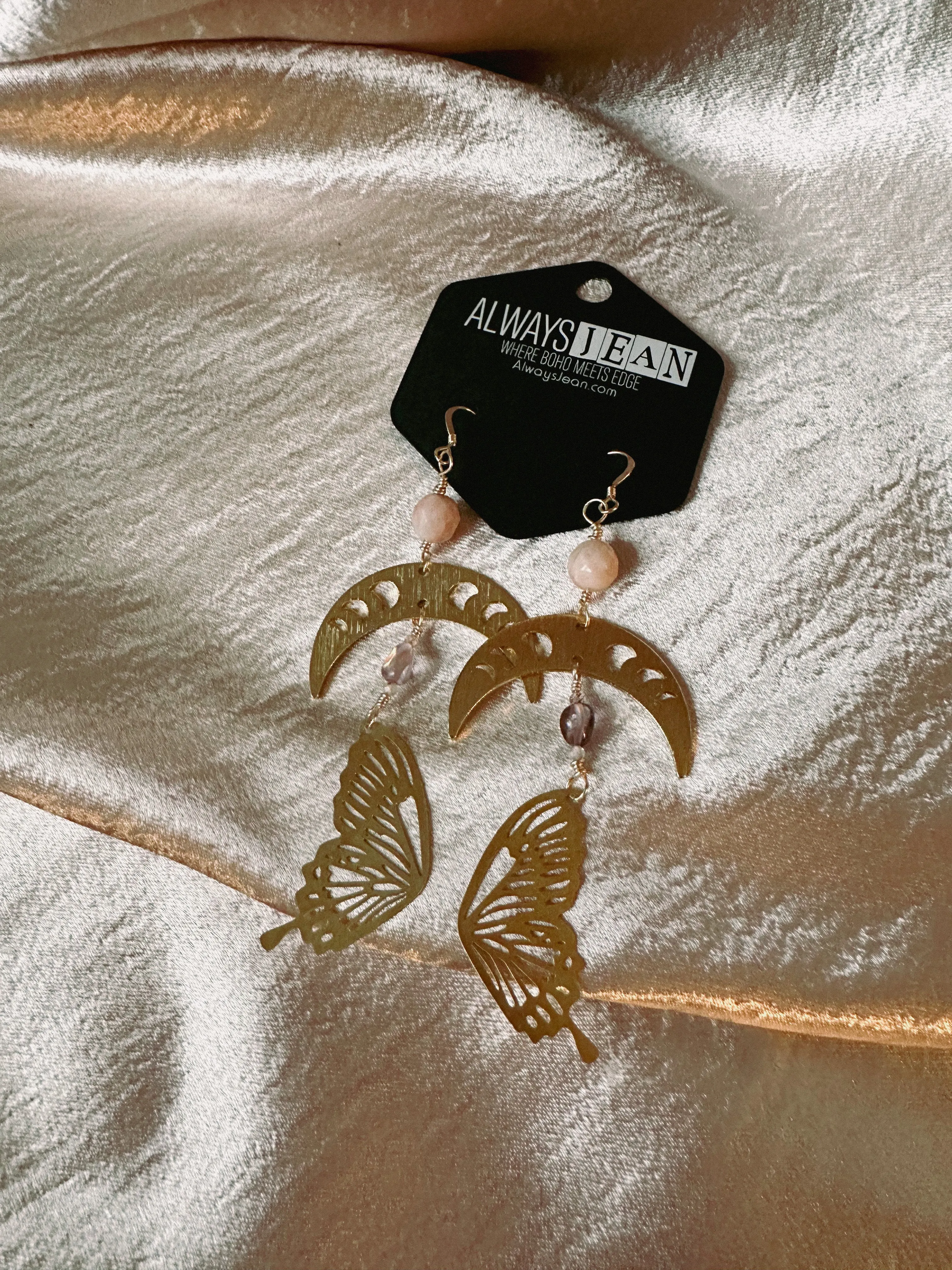 Labradorite Butterfly Wings- 14k Earring Hooks.