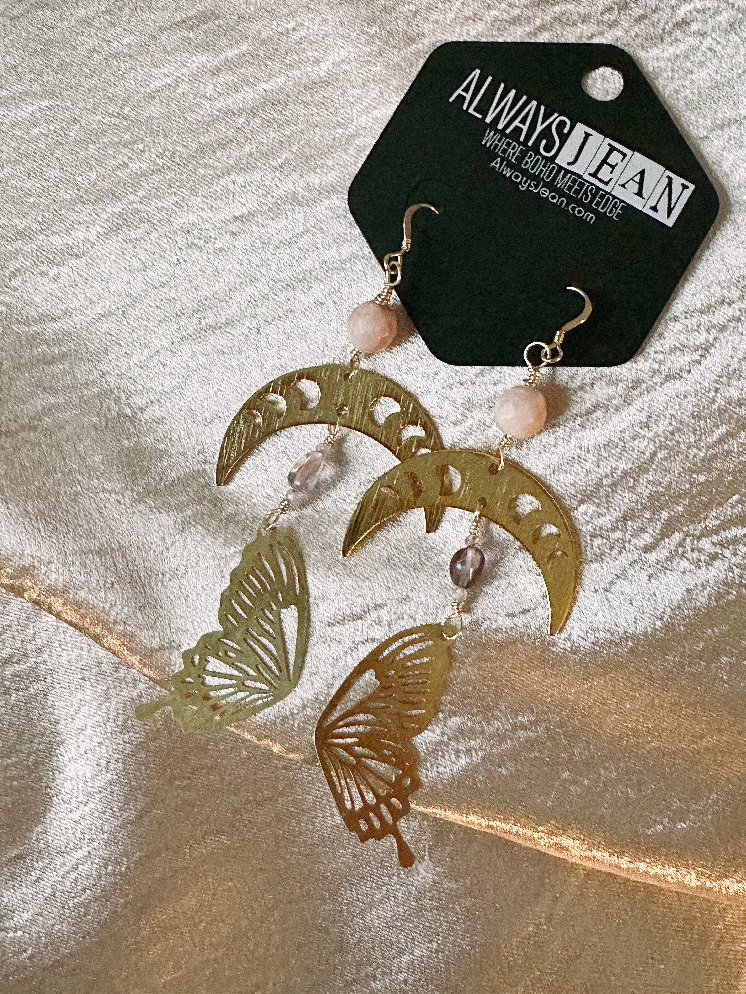 Labradorite Butterfly Wings- 14k Earring Hooks.