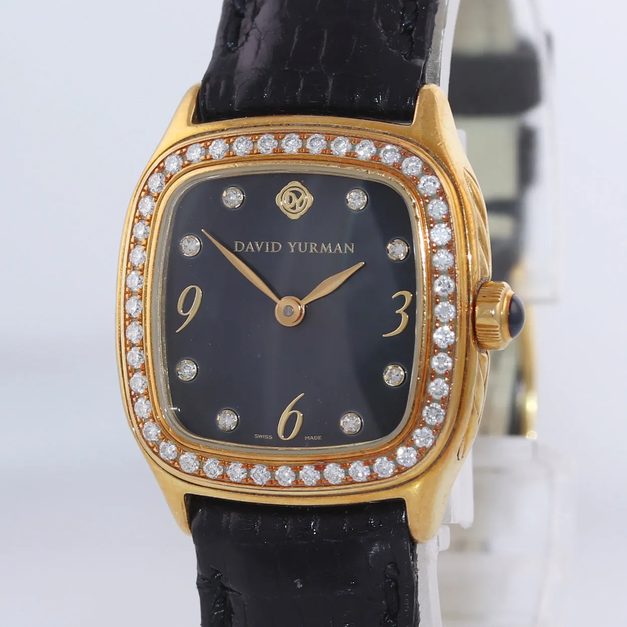 Ladies David Yurman Thoroughbred 18k Solid Gold Black Diamond Watch T304-XS88