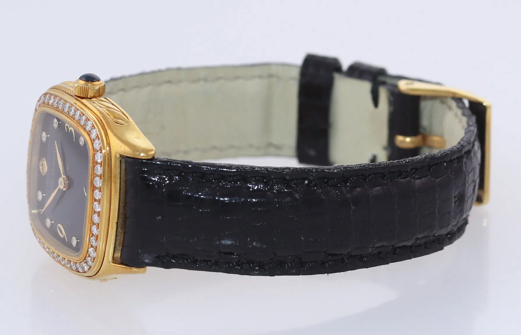 Ladies David Yurman Thoroughbred 18k Solid Gold Black Diamond Watch T304-XS88