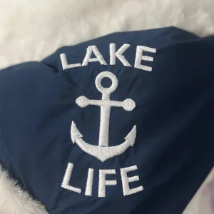 Lake Life White Faux Fur Long Lap Blanket- Waterproof Back