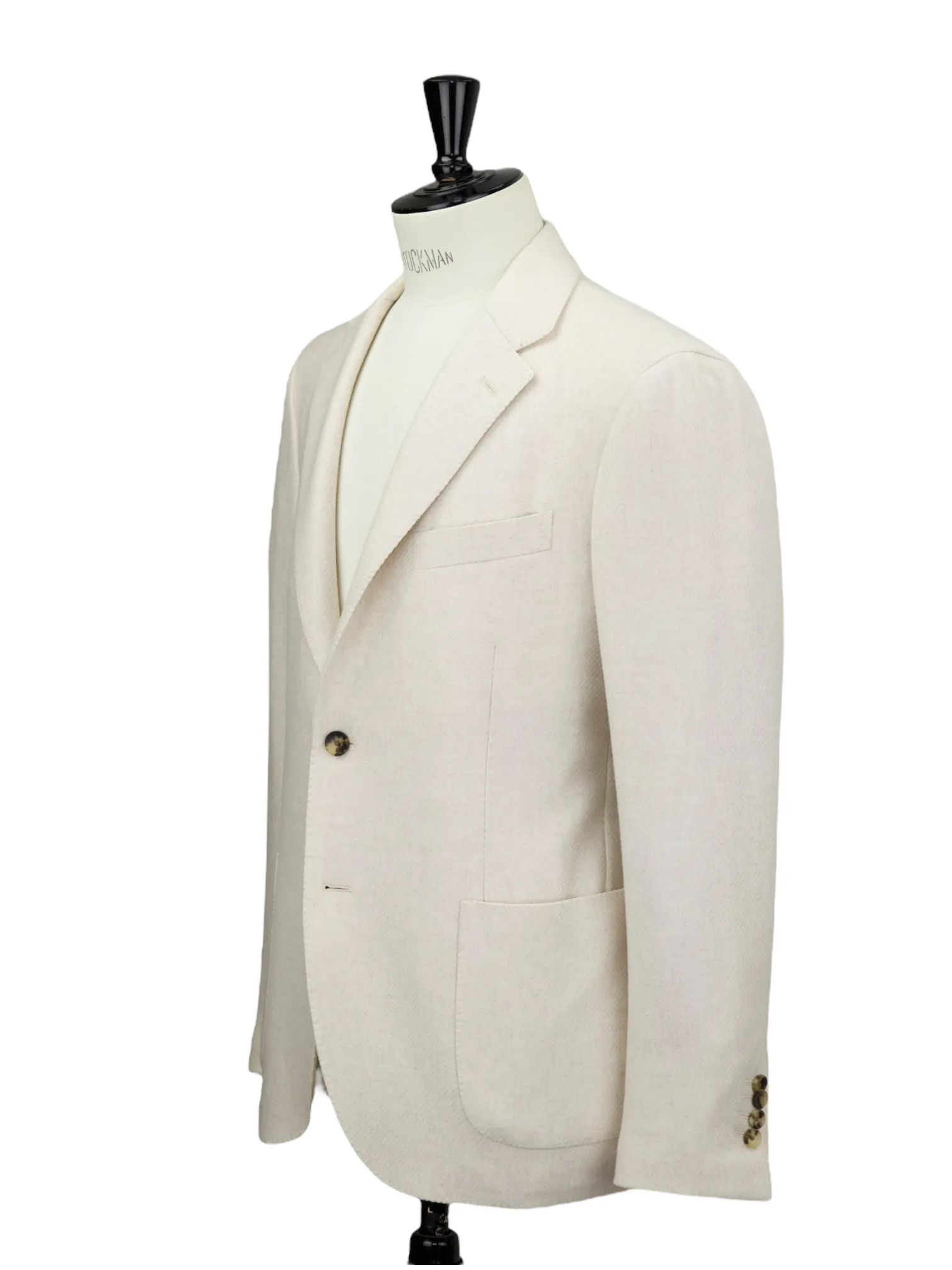 Lardini Crème White Wool & Stretch Micro-Structure Jacket