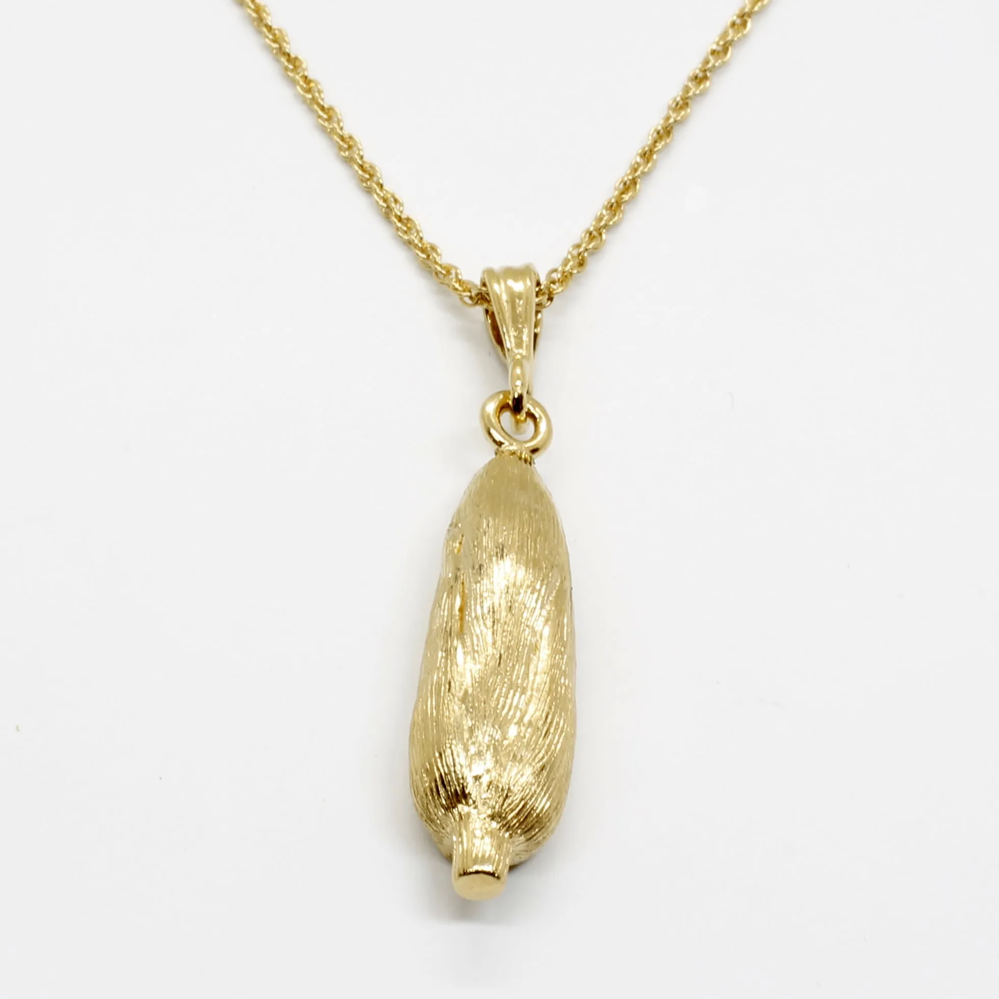 Large 14kt Gold Vermeil Corn Necklace with Yellow Cob