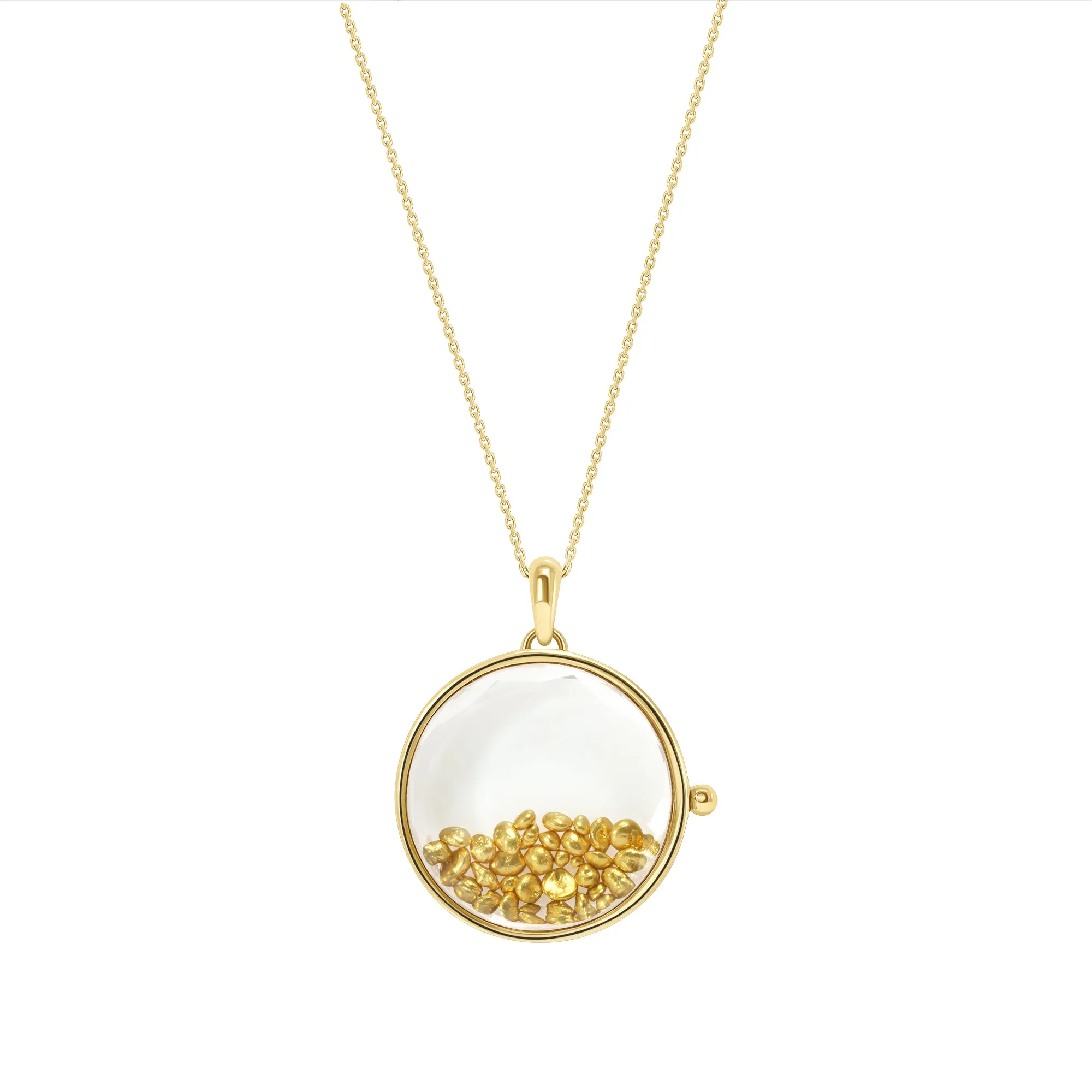 Large Glass Locket in 14 Karat Gold