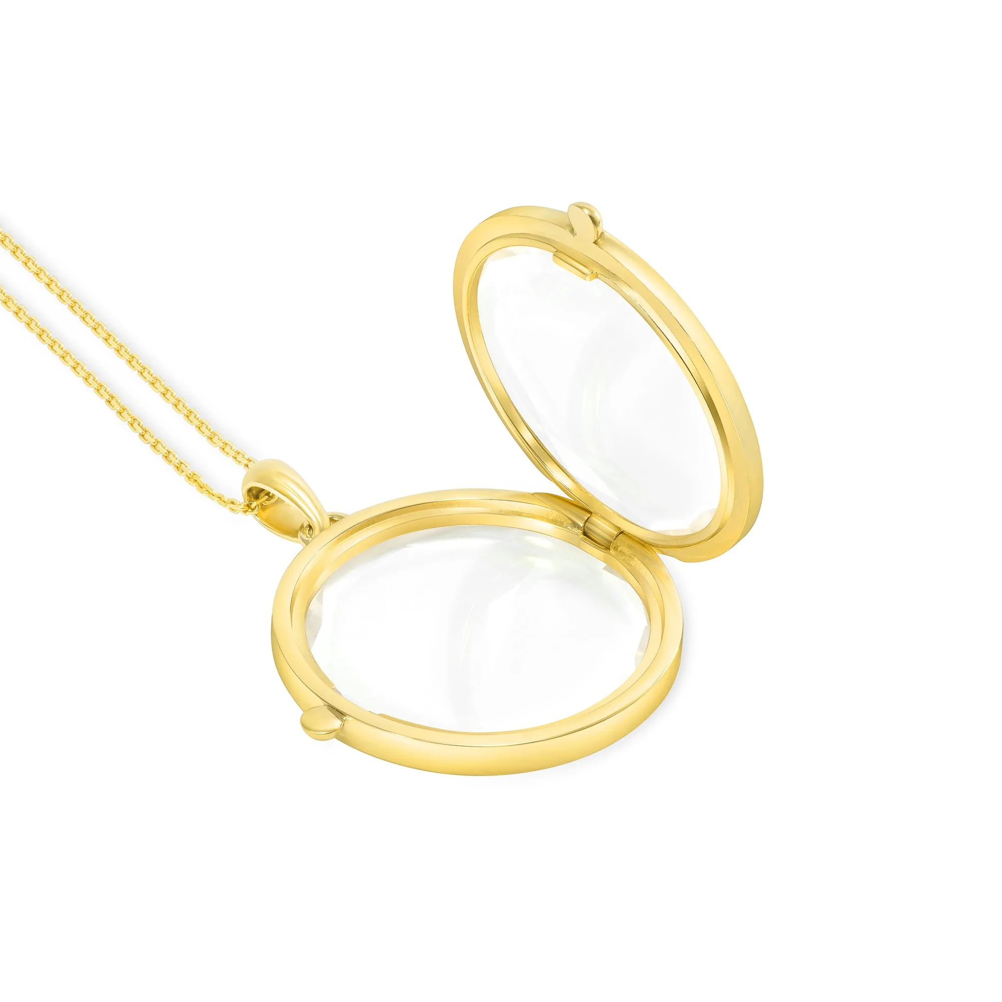 Large Glass Locket in 14 Karat Gold