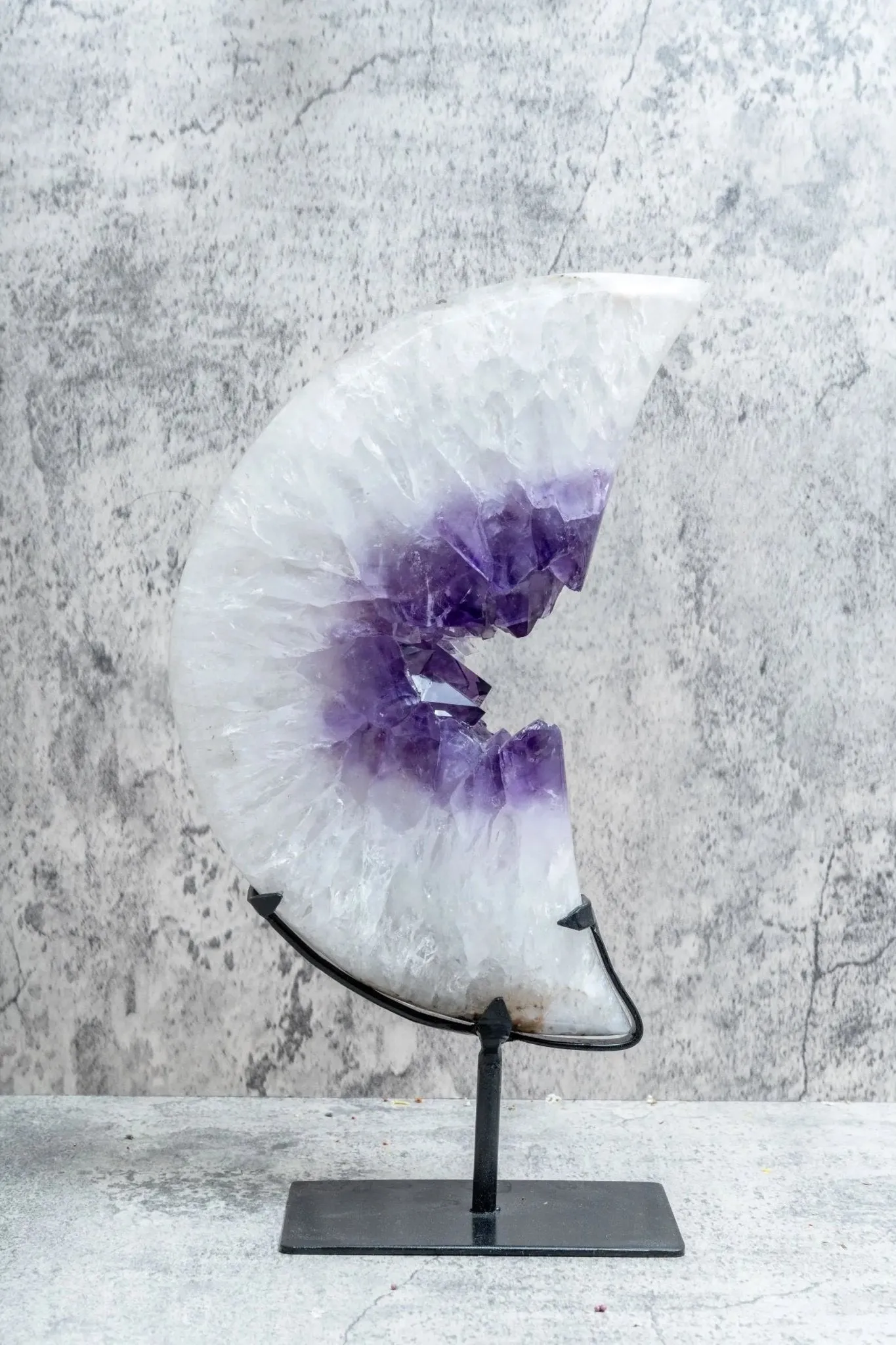 Large Polished Amethyst Quartz Moon