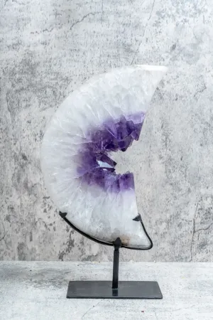 Large Polished Amethyst Quartz Moon