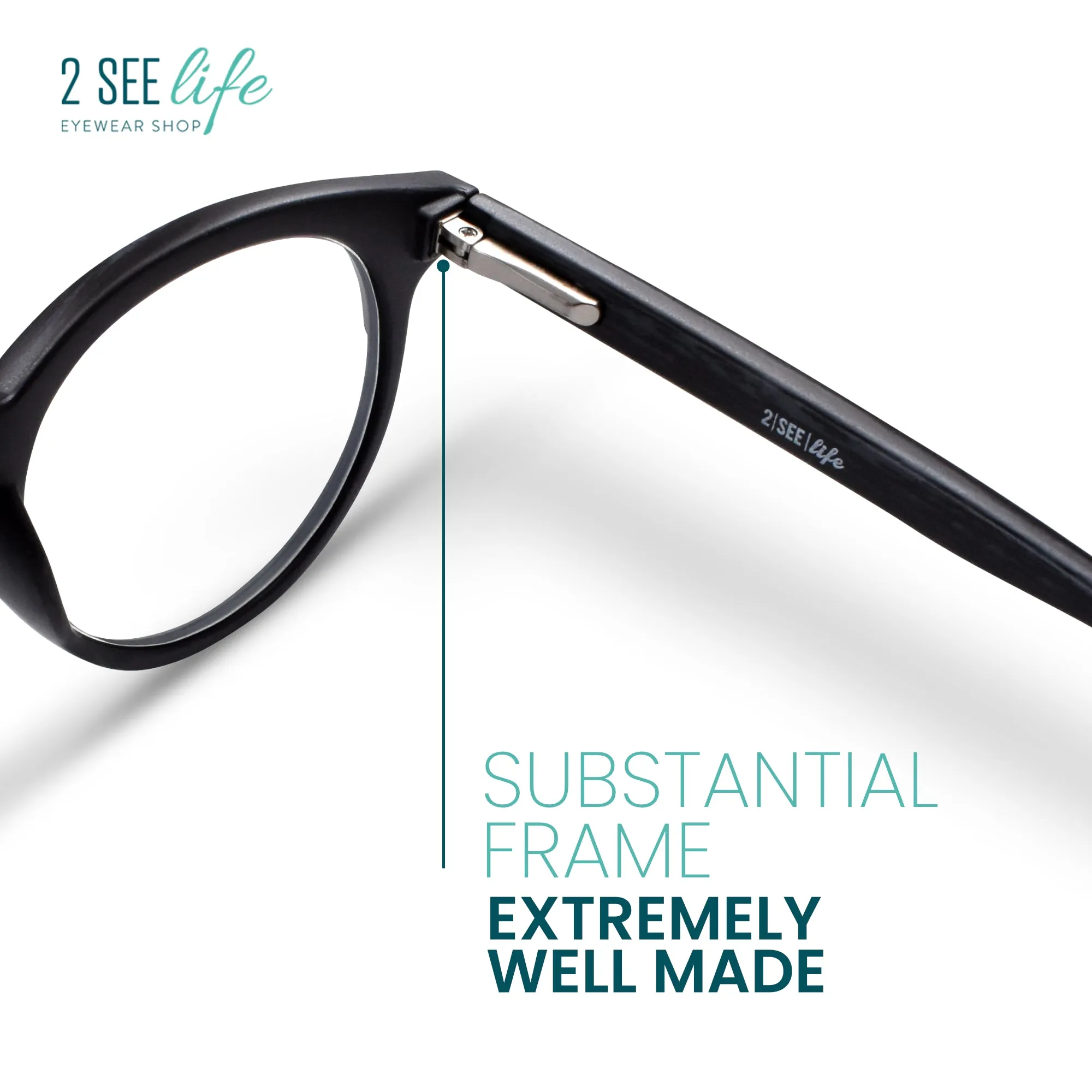 Large Round Anti Blue-Light Reading Glasses Men & Women | R-729P