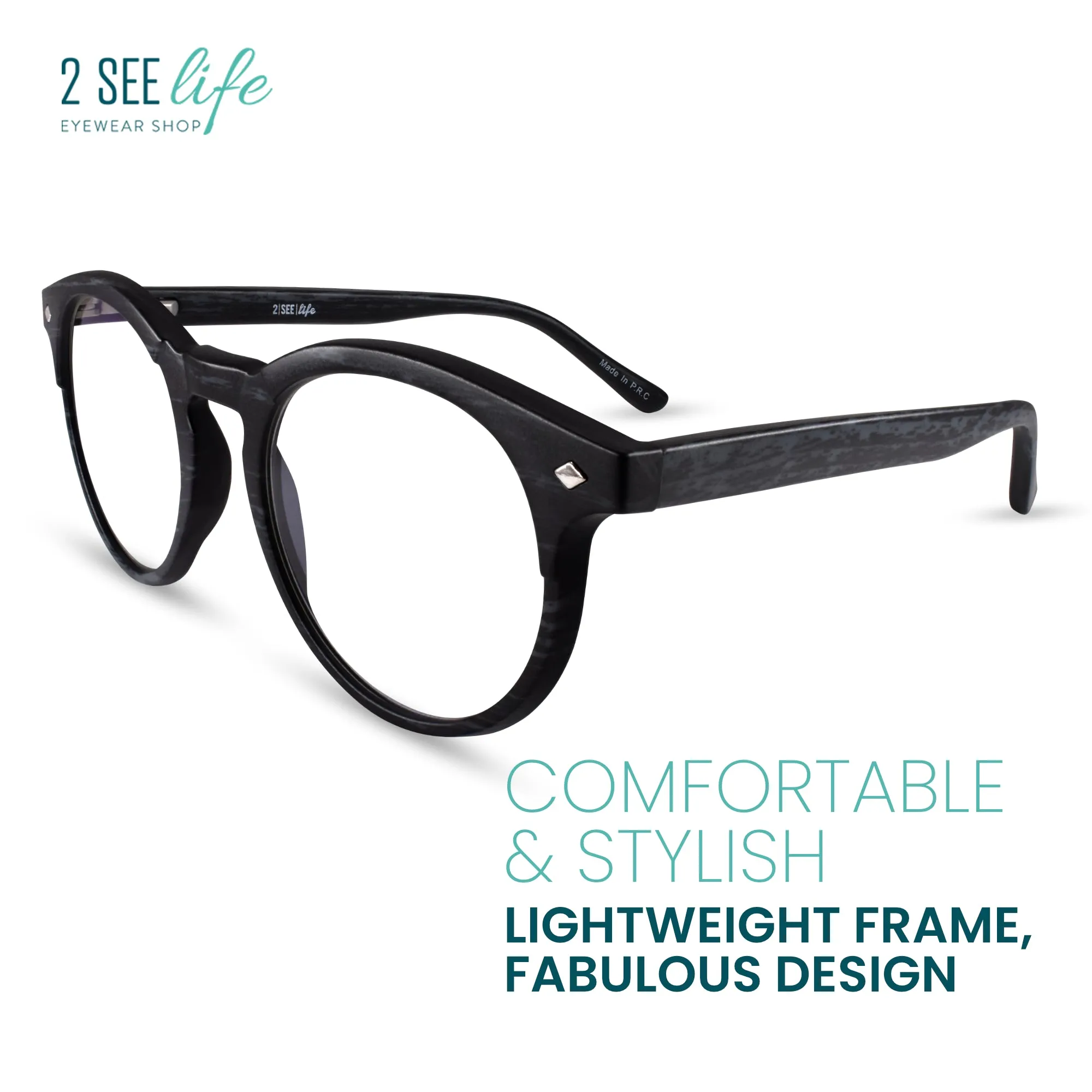 Large Round Anti Blue-Light Reading Glasses Men & Women | R-729P