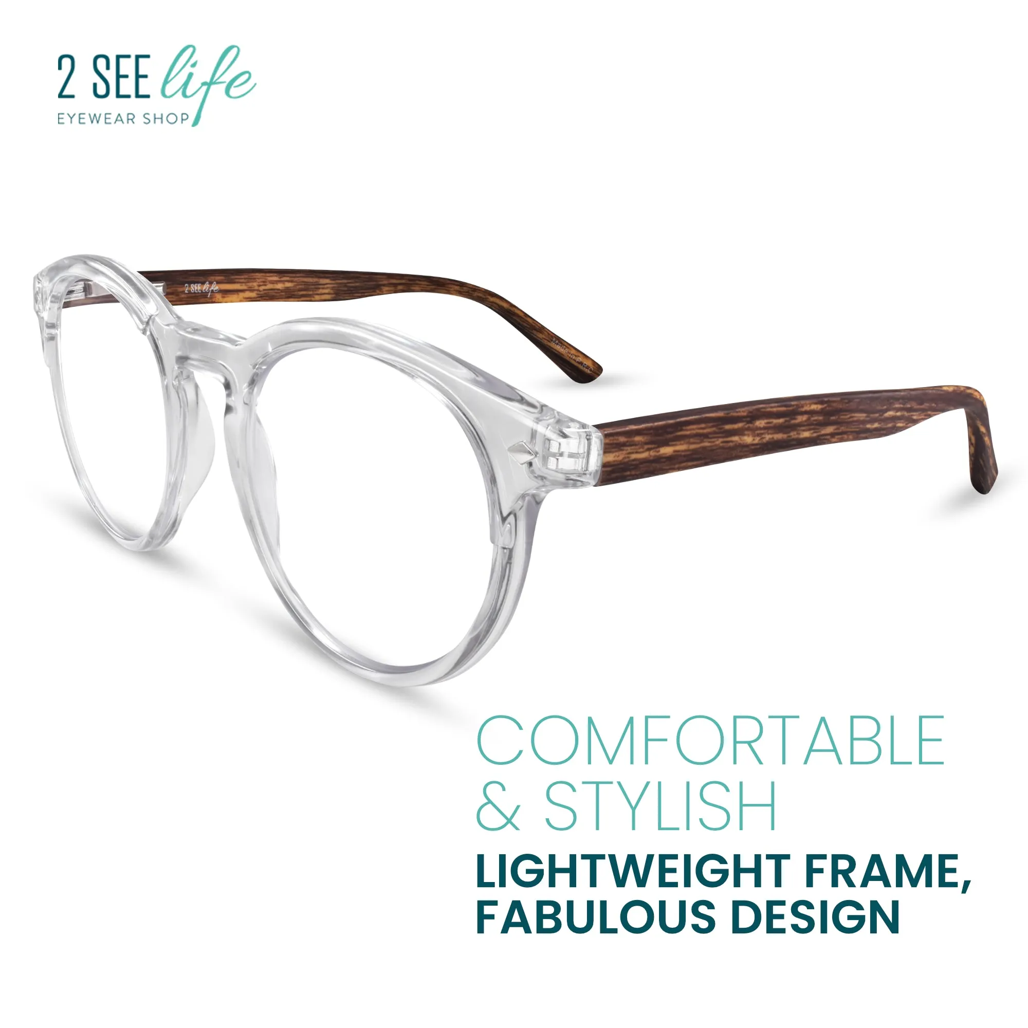 Large Round Anti Blue-Light Reading Glasses Men & Women | R-729P
