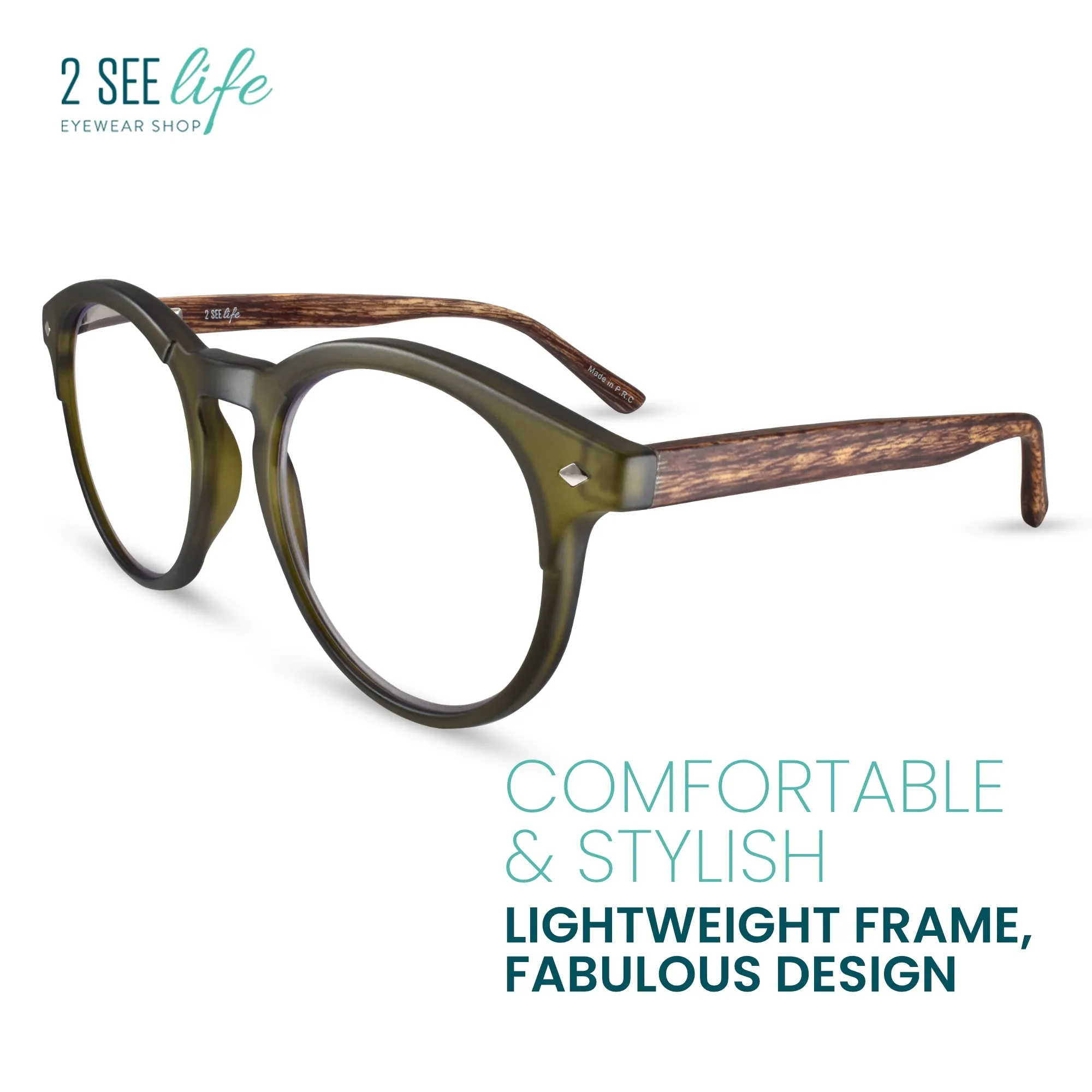 Large Round Anti Blue-Light Reading Glasses Men & Women | R-729P