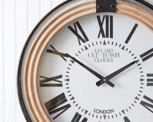 Large round pocket watch style wall clock