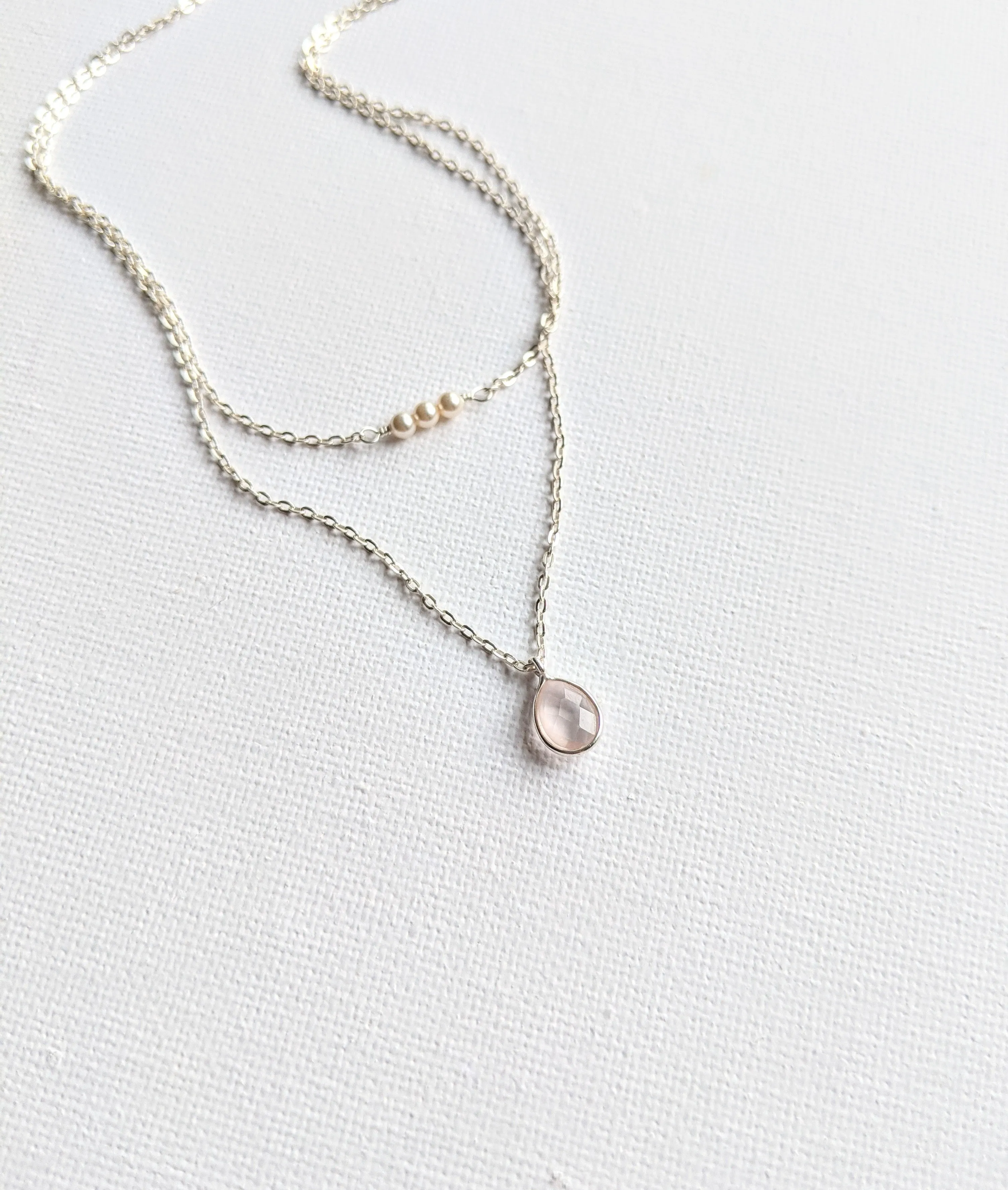 Las Patronas Rose Quartz Layer Necklace