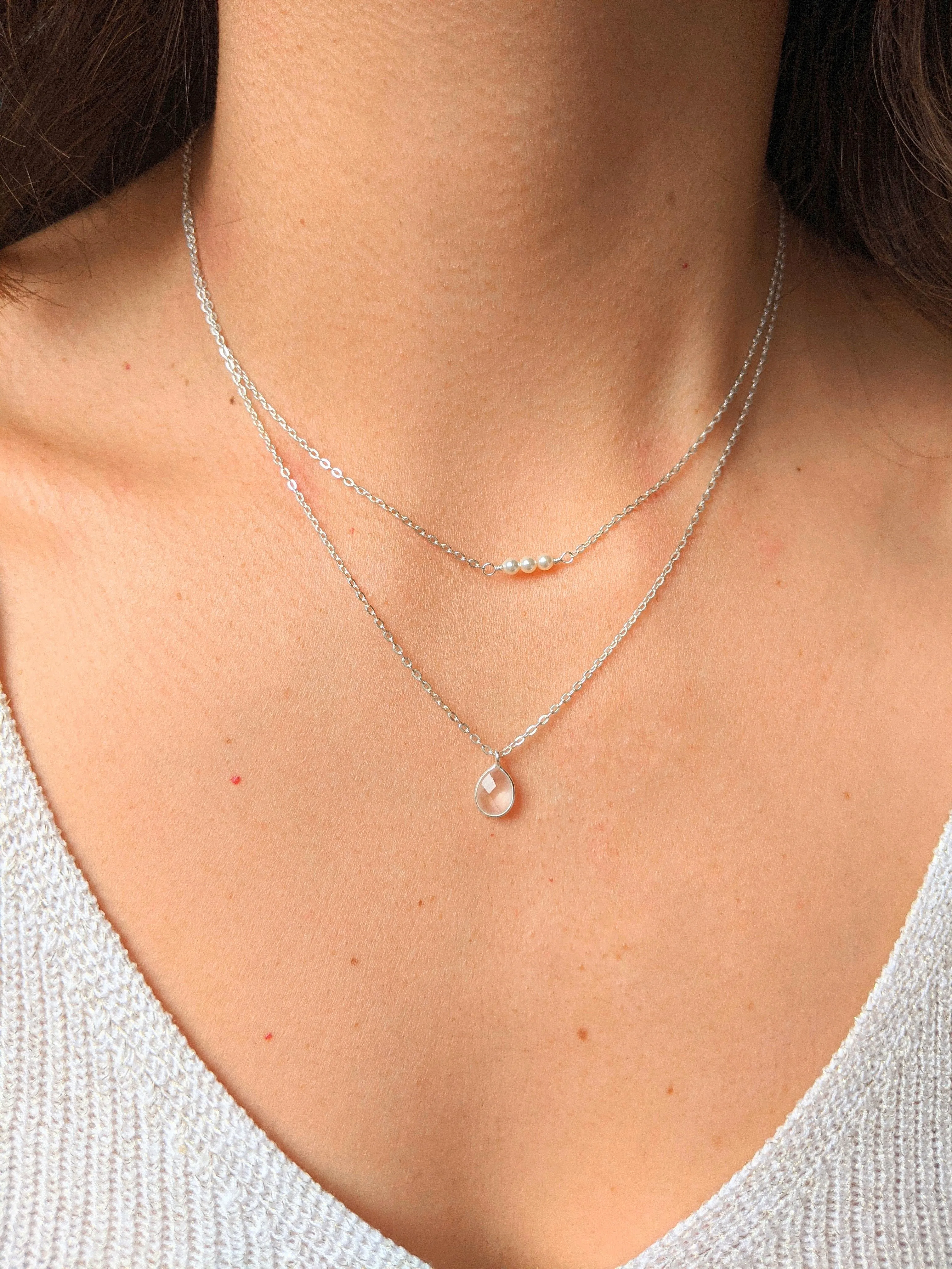 Las Patronas Rose Quartz Layer Necklace