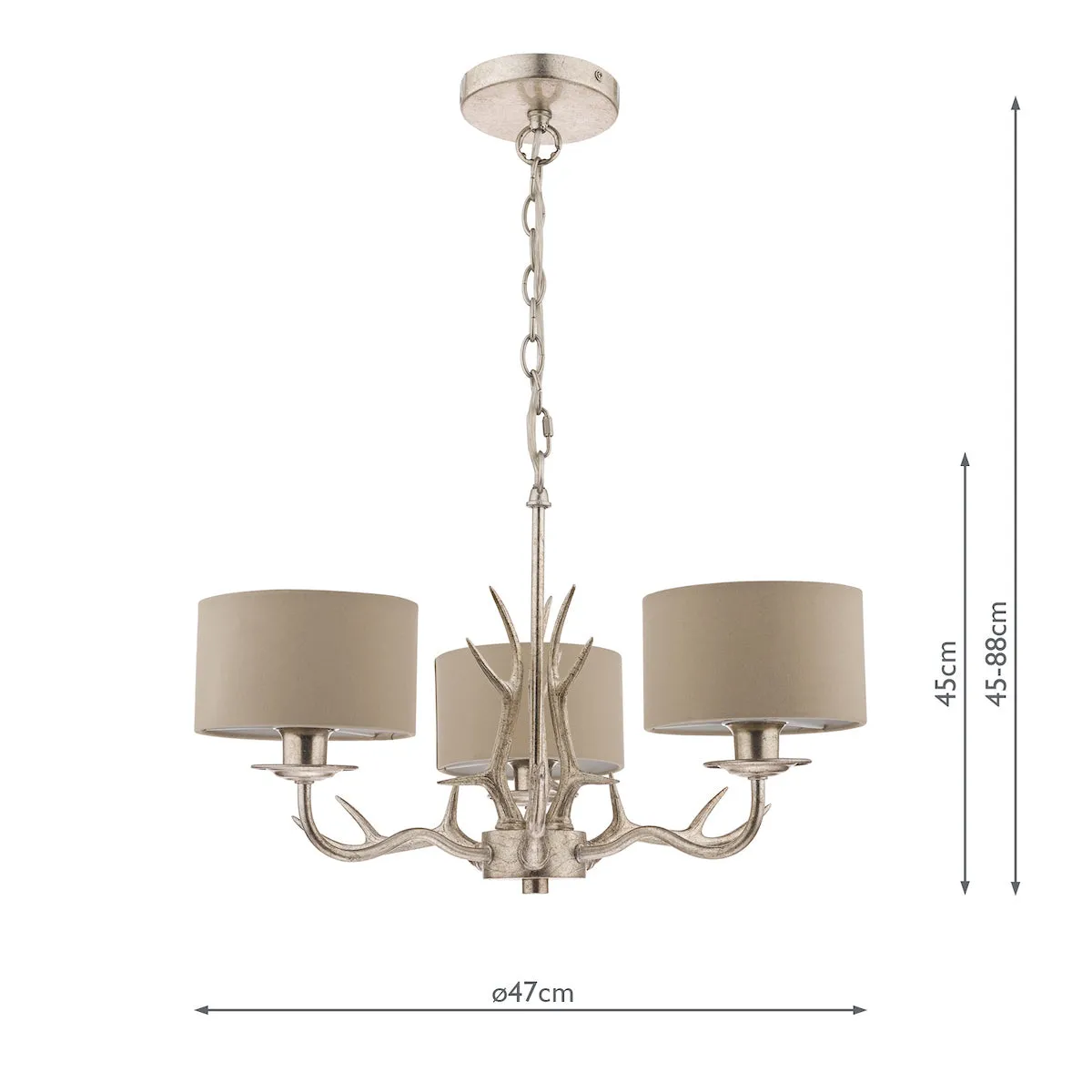 Laura Ashley Mulroy Antler 3 Ceiling Light Chandelier LA3713736-Q with Shades