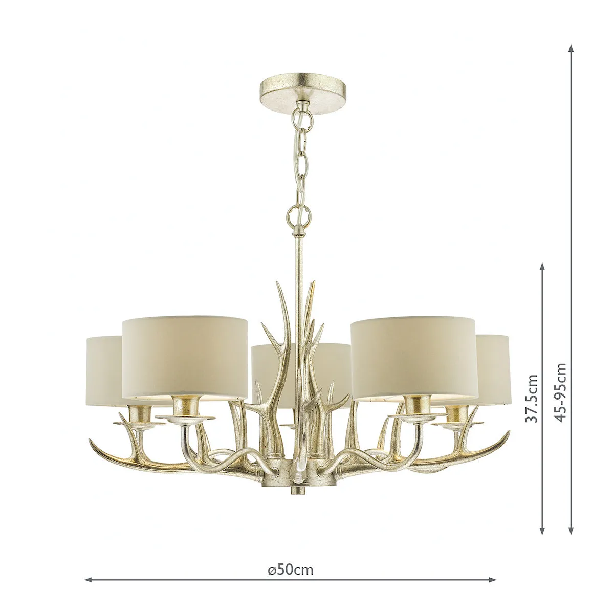 Laura Ashley Mulroy Antler 5 Ceiling Light Chandelier LA3677580-Q with Shades