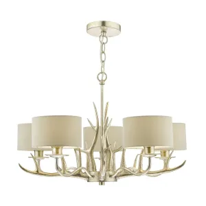 Laura Ashley Mulroy Antler 5 Ceiling Light Chandelier LA3677580-Q with Shades
