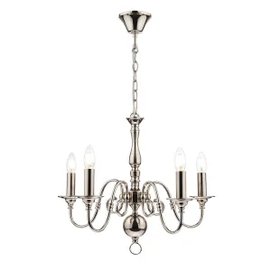 Laura Ashley Winchester Polished Nickel LA3743657-Q  5 Light Pendant Ceiling Light