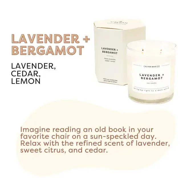 Lavender   Bergamot Glass Tumbler Soy Candle